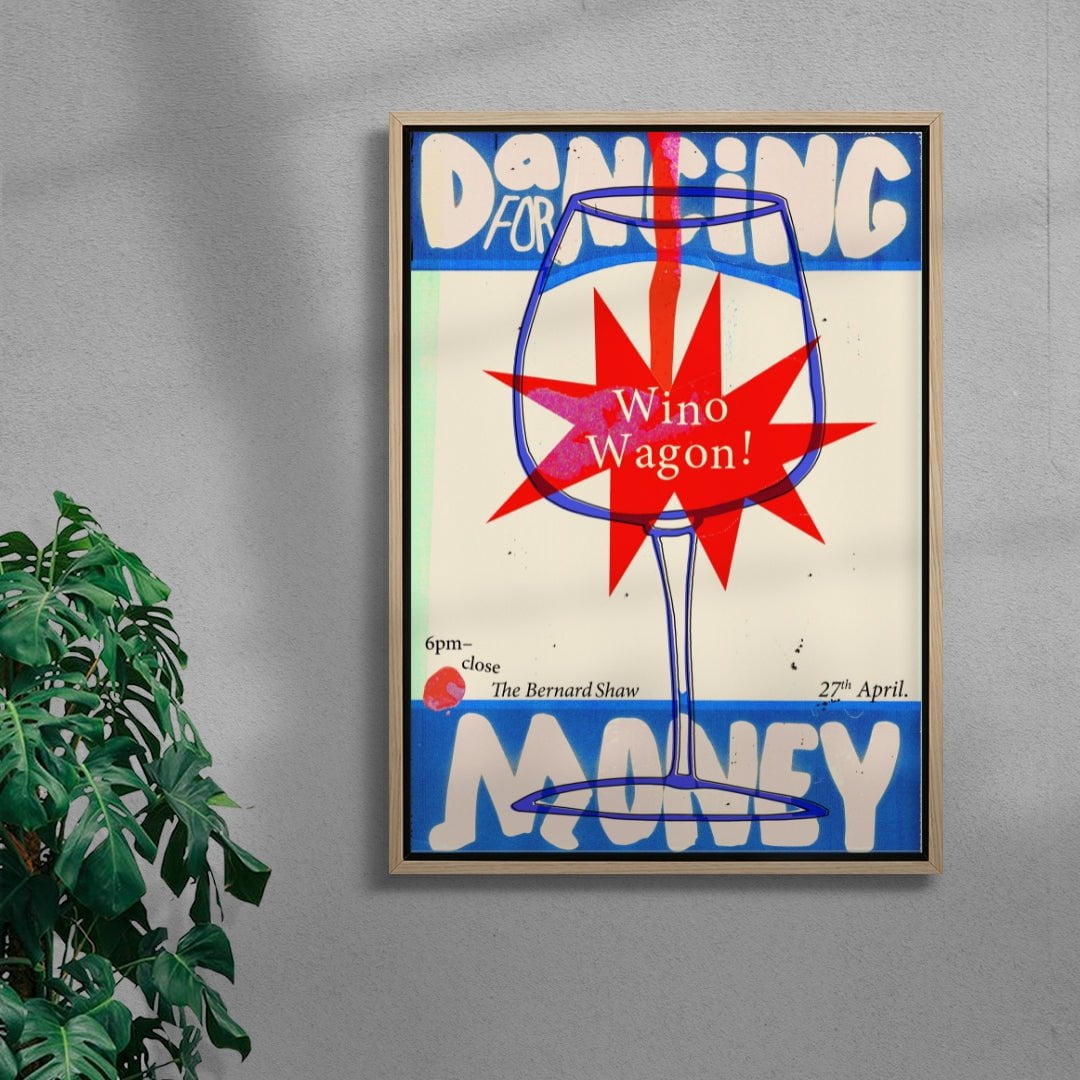 Wino Wagon contemporary wall art print by Ciara Wade - sold by DROOL