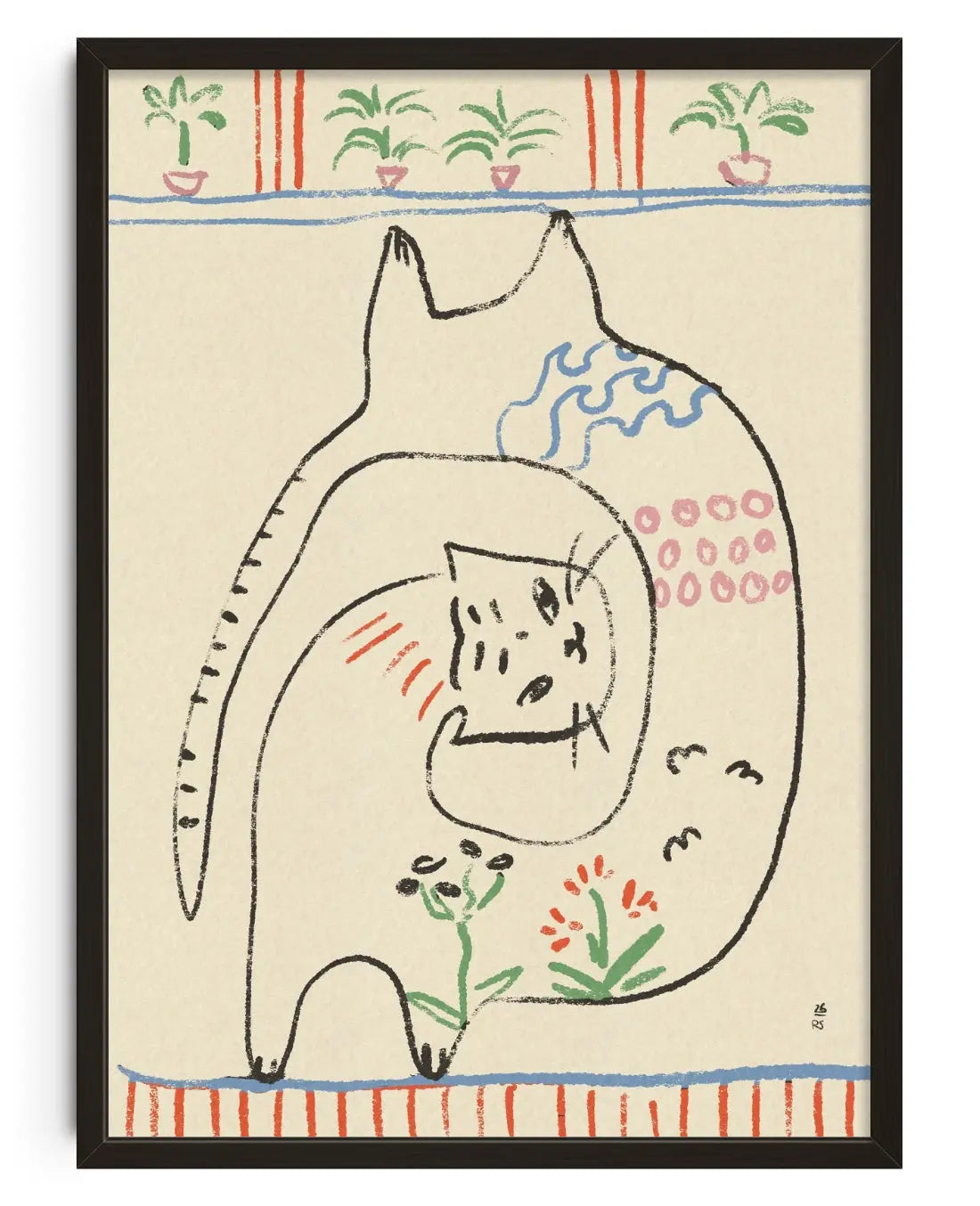 Playful Cats Illustration contemporary art print by null - sold by DROOL