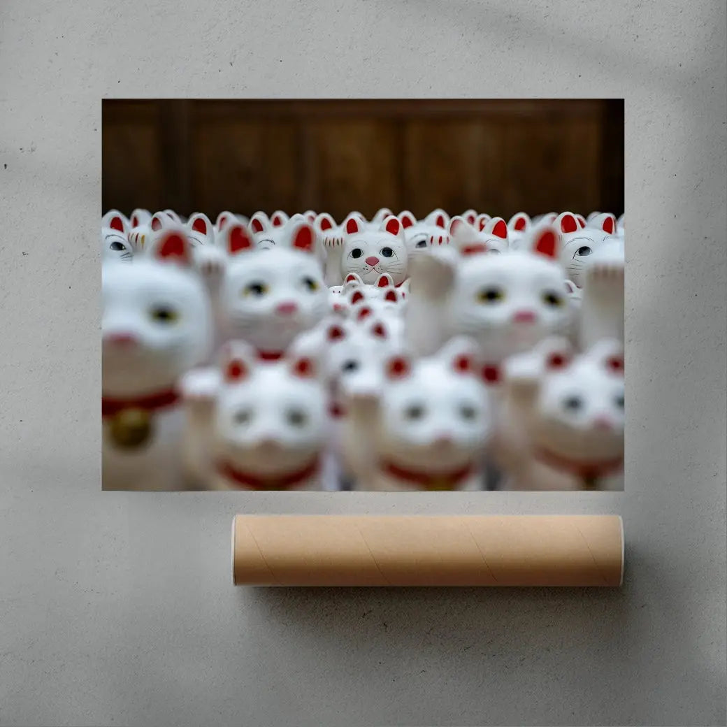 Lucky Cat Crowd contemporary wall art print by Henry Han - sold by DROOL