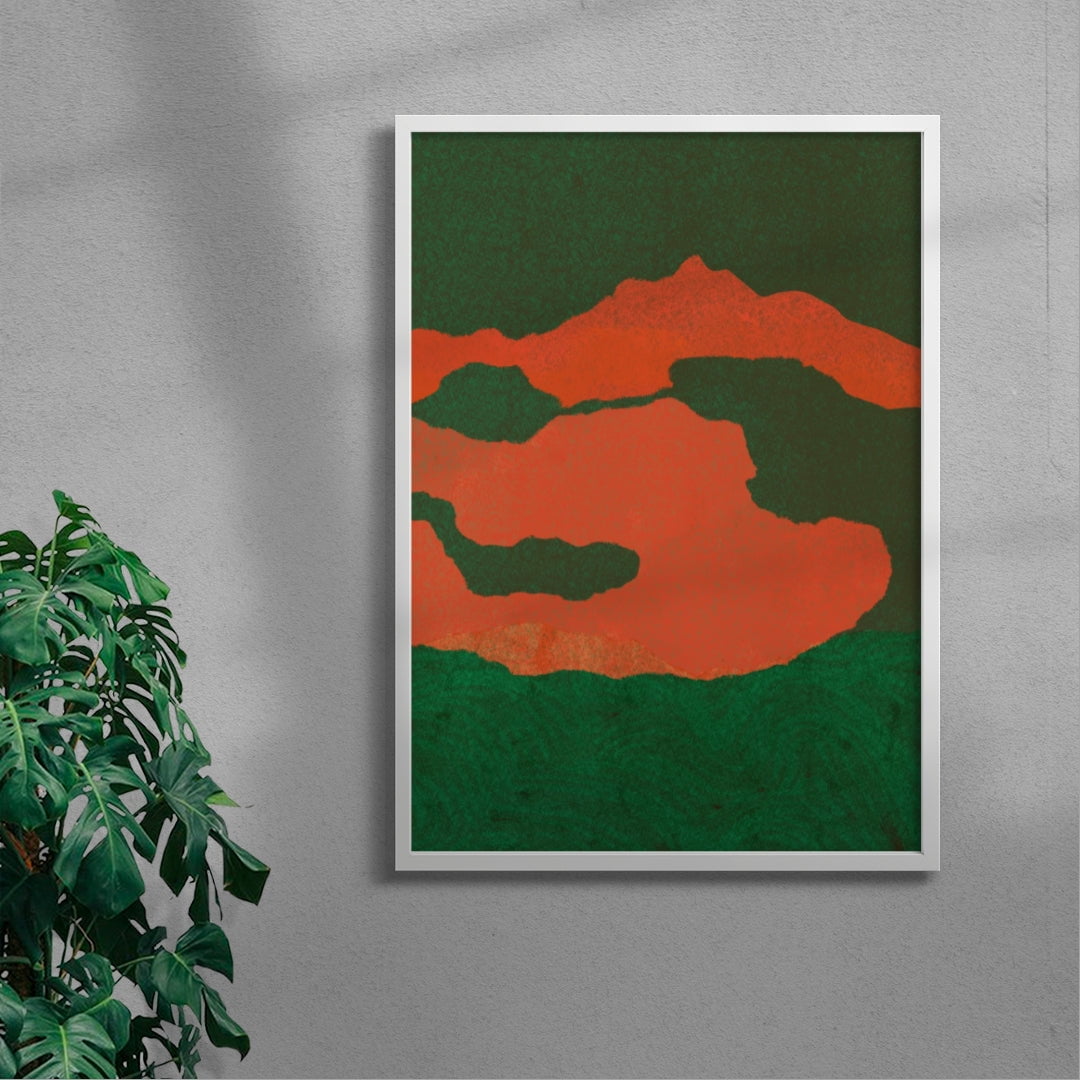 Emerald Midnight (triptych 1) contemporary wall art print by Lily Kong - sold by DROOL
