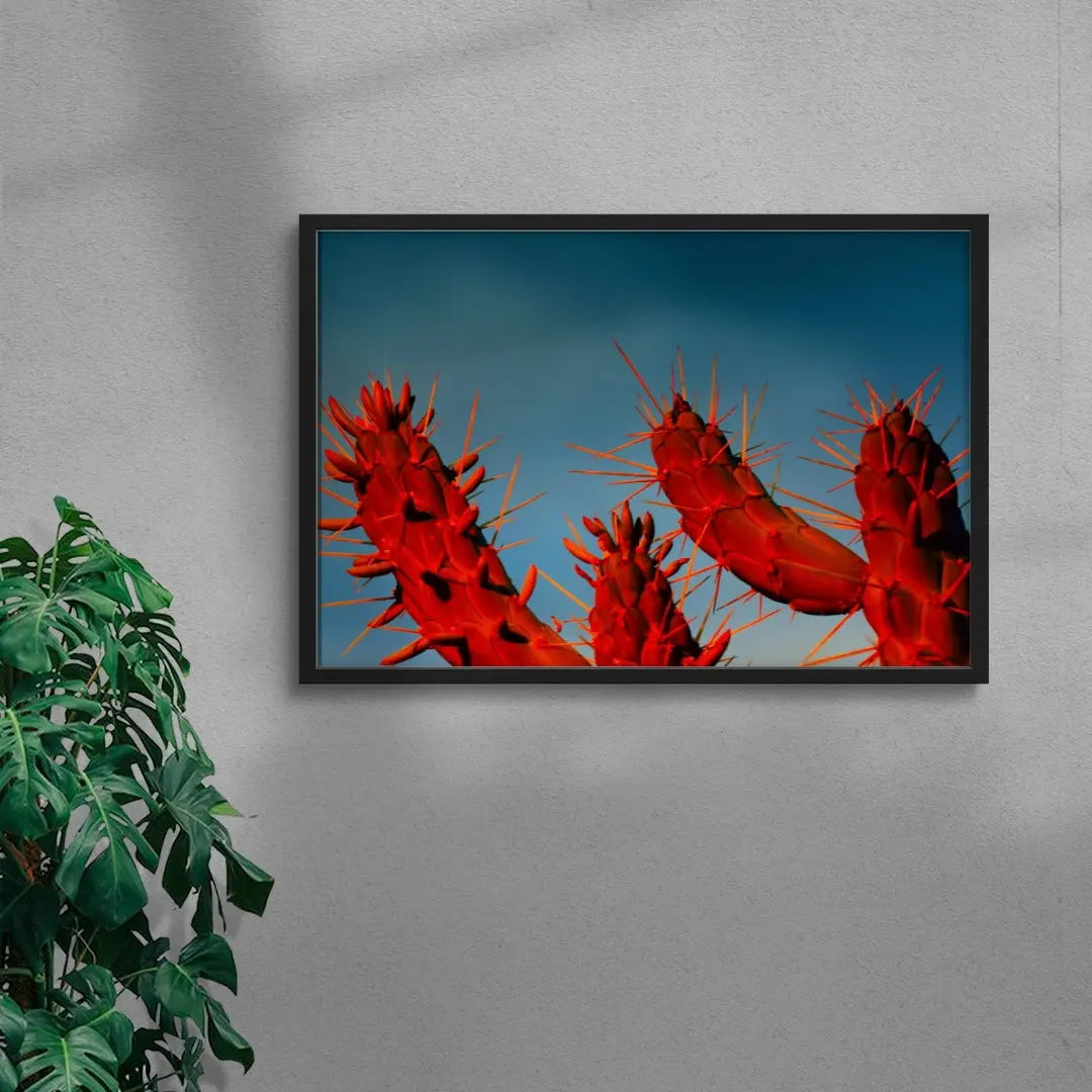 Crimson Cactus contemporary wall art print by Omar Belattar - sold by DROOL