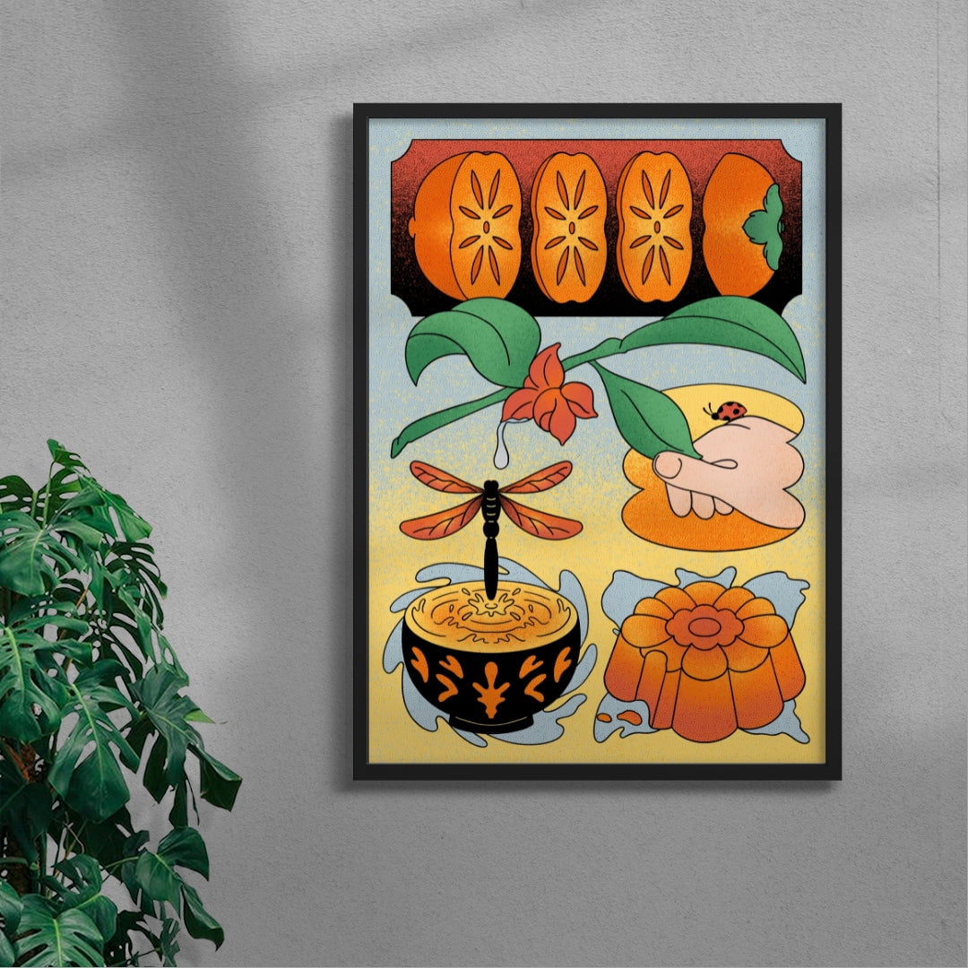 Persimmon Dreams contemporary wall art print by Erica Lee - sold by DROOL