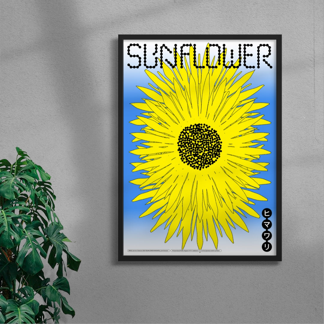 Sunflower contemporary wall art print by John Schulisch - sold by DROOL