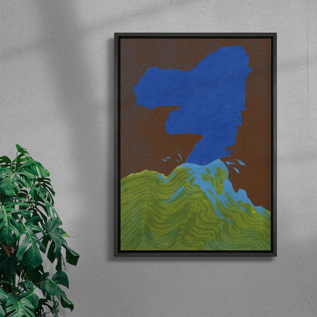 Blue Volcano contemporary wall art print by Lily Kong - sold by DROOL