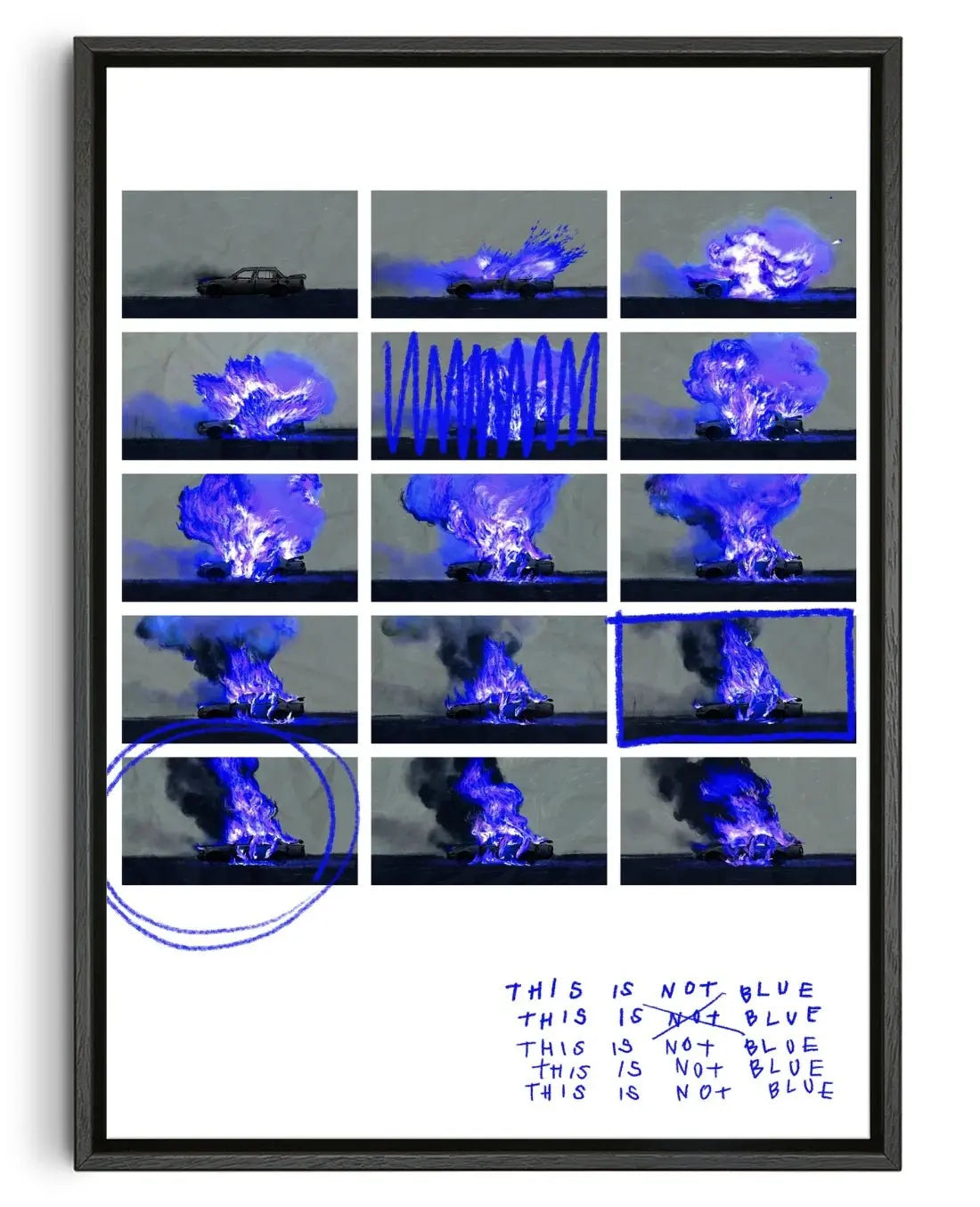 This is not BLUE (car) contemporary wall art print by mareykrap - sold by DROOL