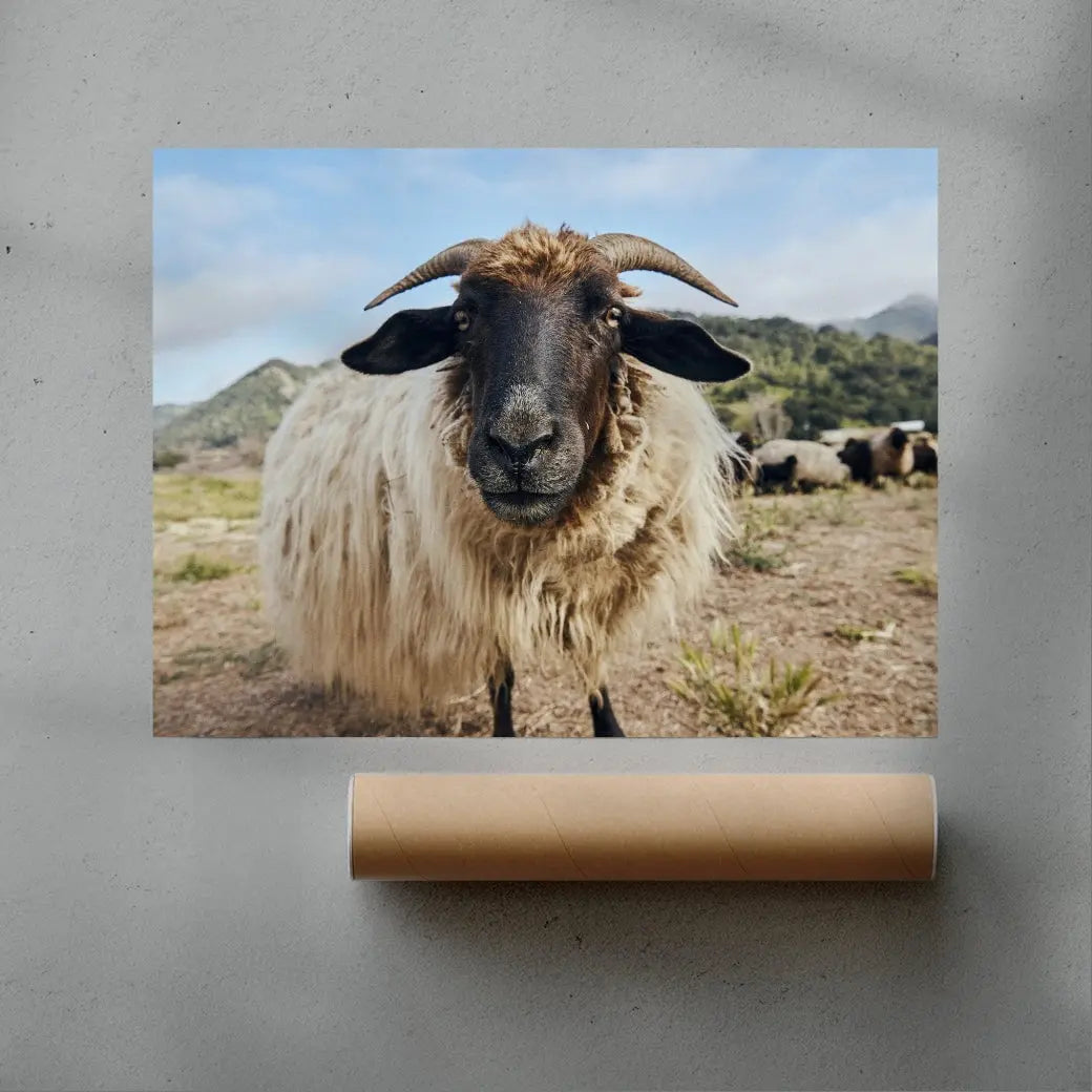 Ram Up Close contemporary wall art print by David Ardill - sold by DROOL