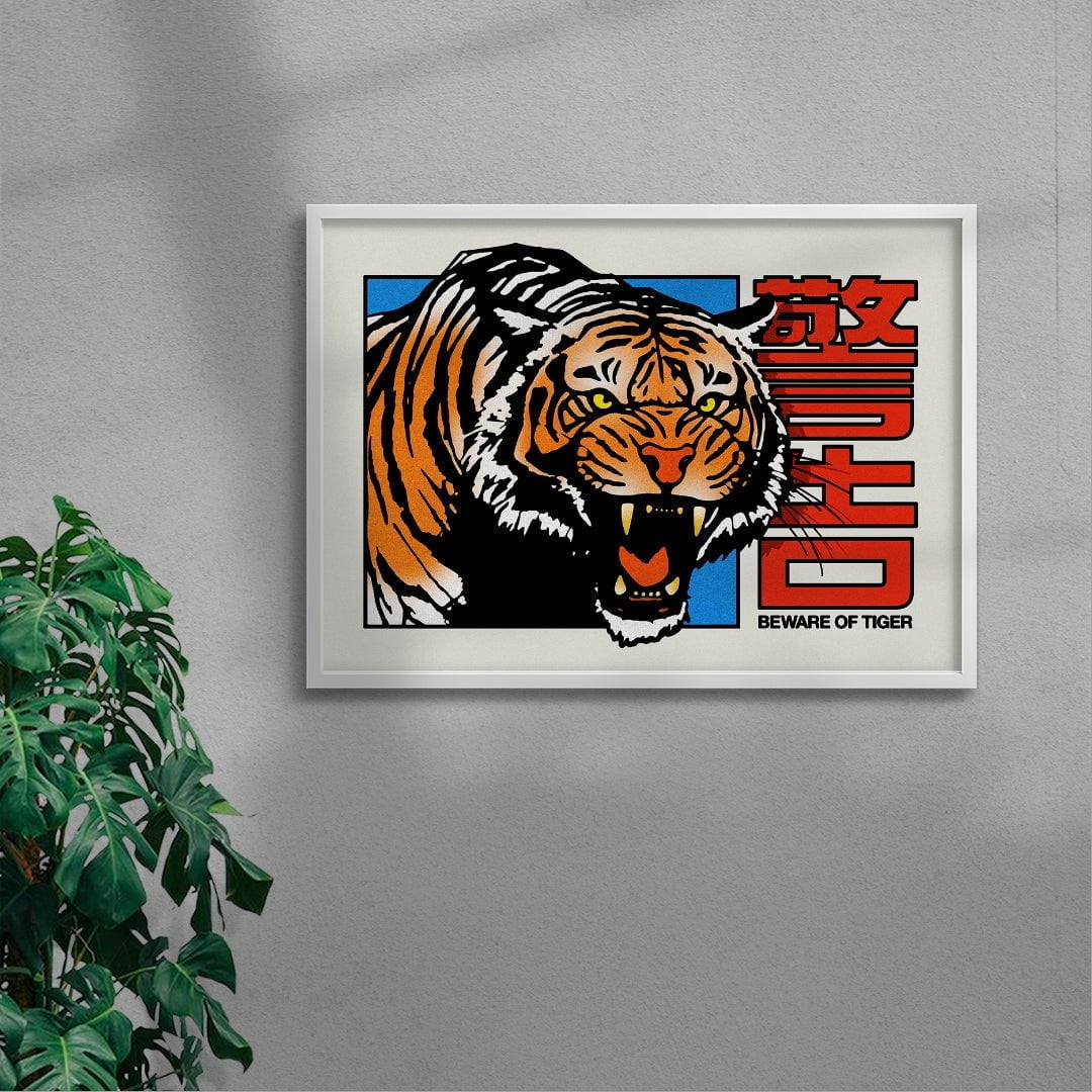 Beware of Tiger contemporary wall art print by Othman Zougam - sold by DROOL