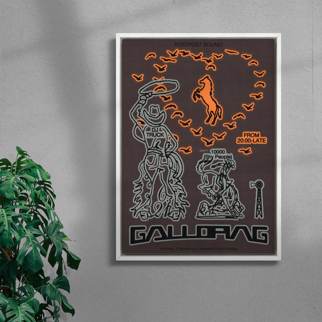 Galloping contemporary wall art print by MENSLIES - sold by DROOL