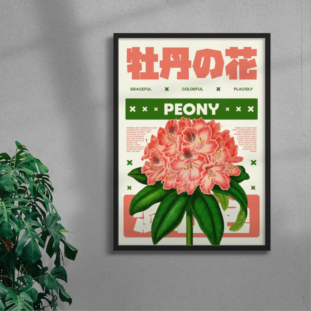 Peony flower poster