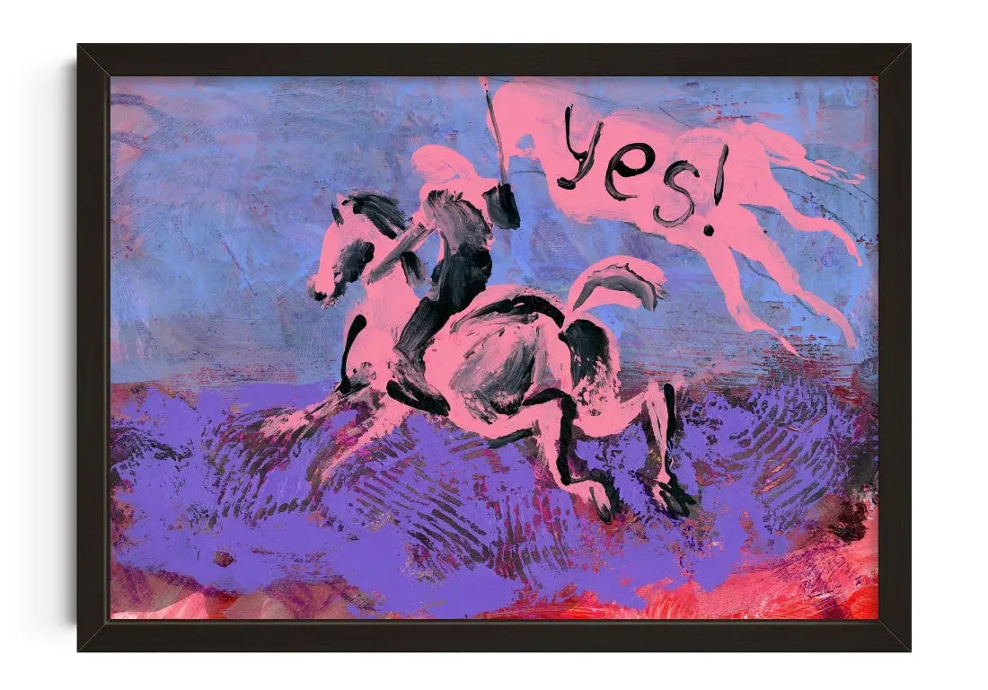 Pink Horse Yes Flag contemporary art print by Kanat Ibragimov - sold by DROOL