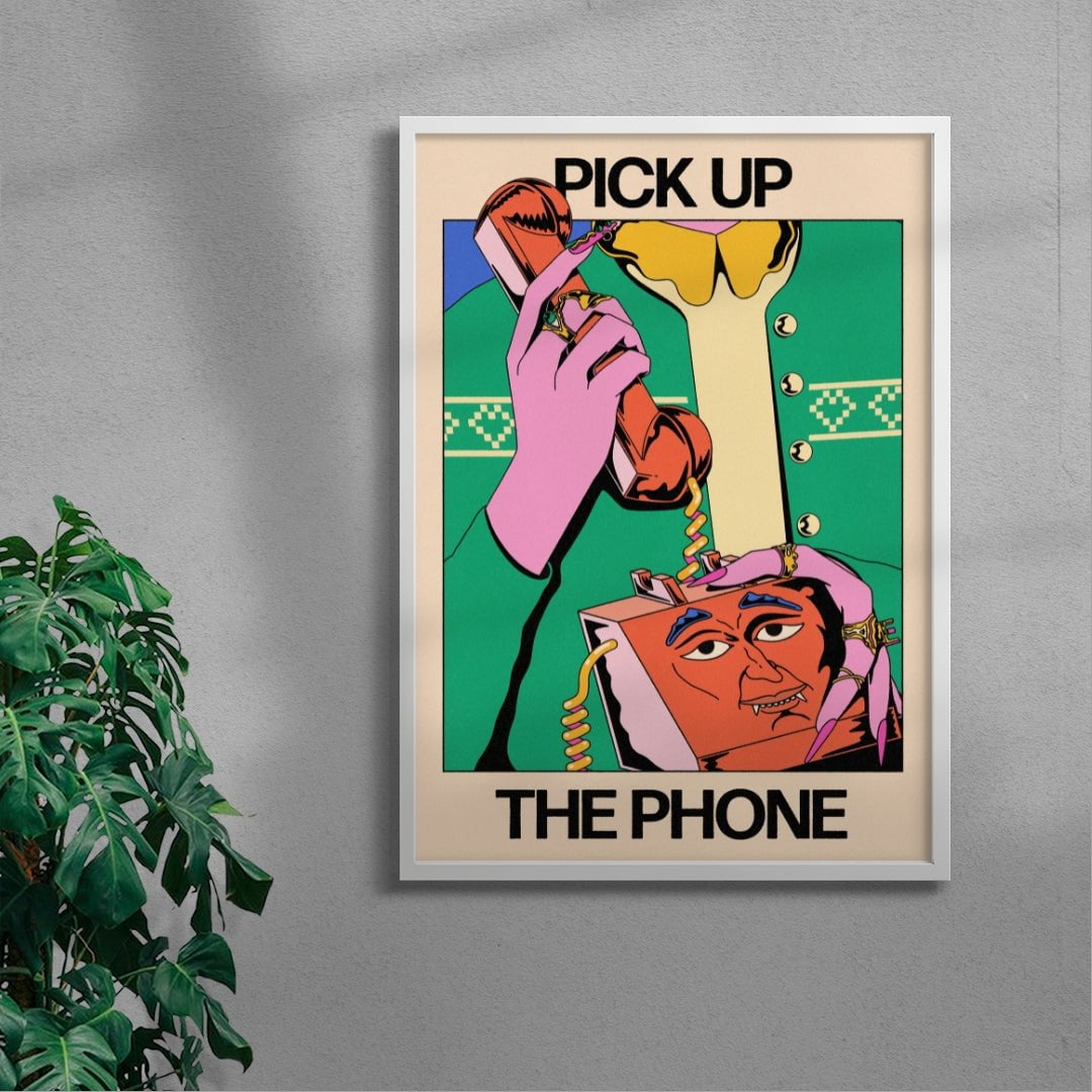 Hot Line Call contemporary wall art print by Azaazelus - sold by DROOL