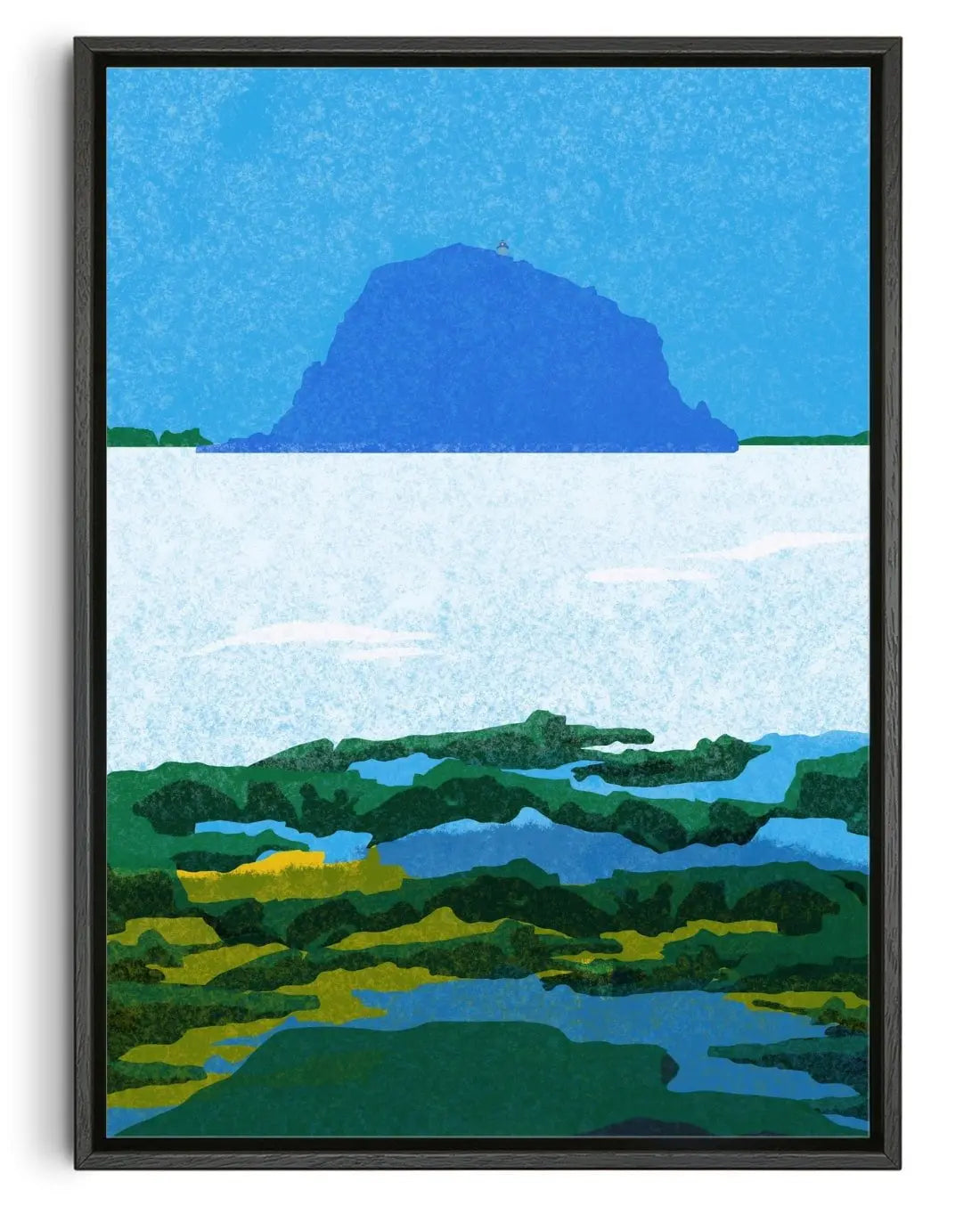 Blue Island, Santorini contemporary wall art print by Lily Kong - sold by DROOL