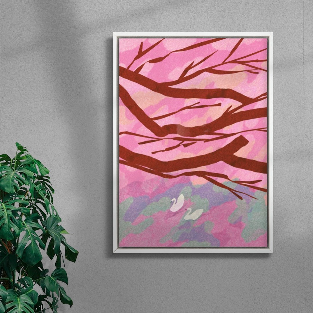 Fukuoka, Cherry Blossoms contemporary wall art print by Lily Kong - sold by DROOL
