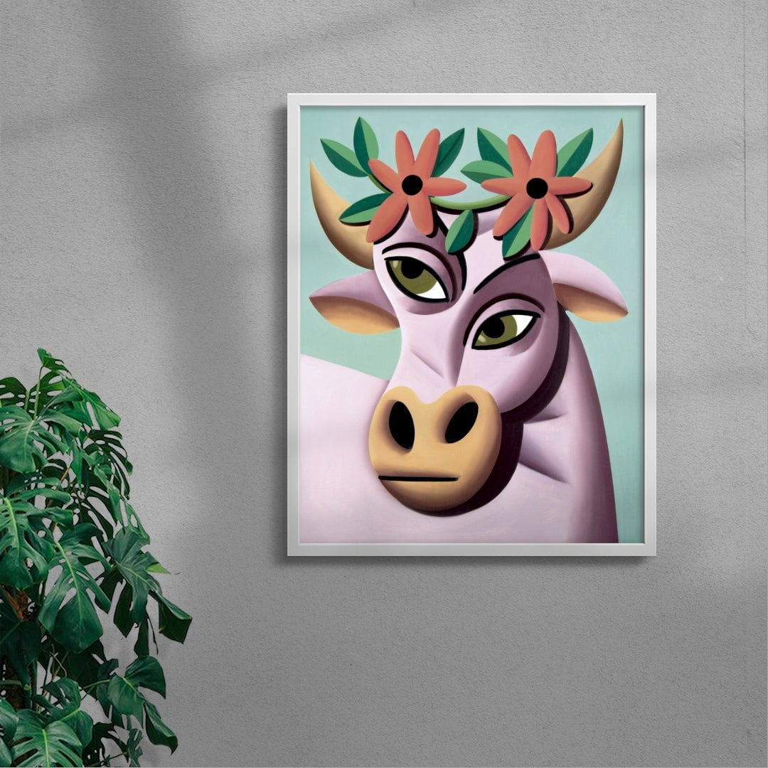 Bull contemporary wall art print by Juan de la Rica - sold by DROOL