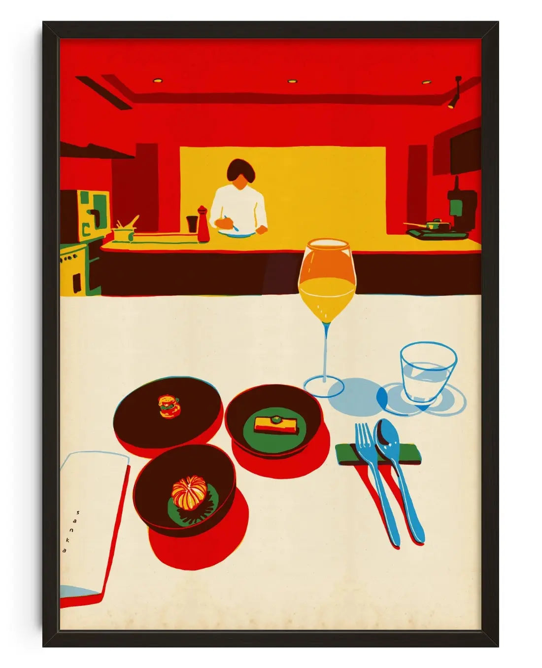 Between Courses contemporary art print by Qi Ren - sold by DROOL