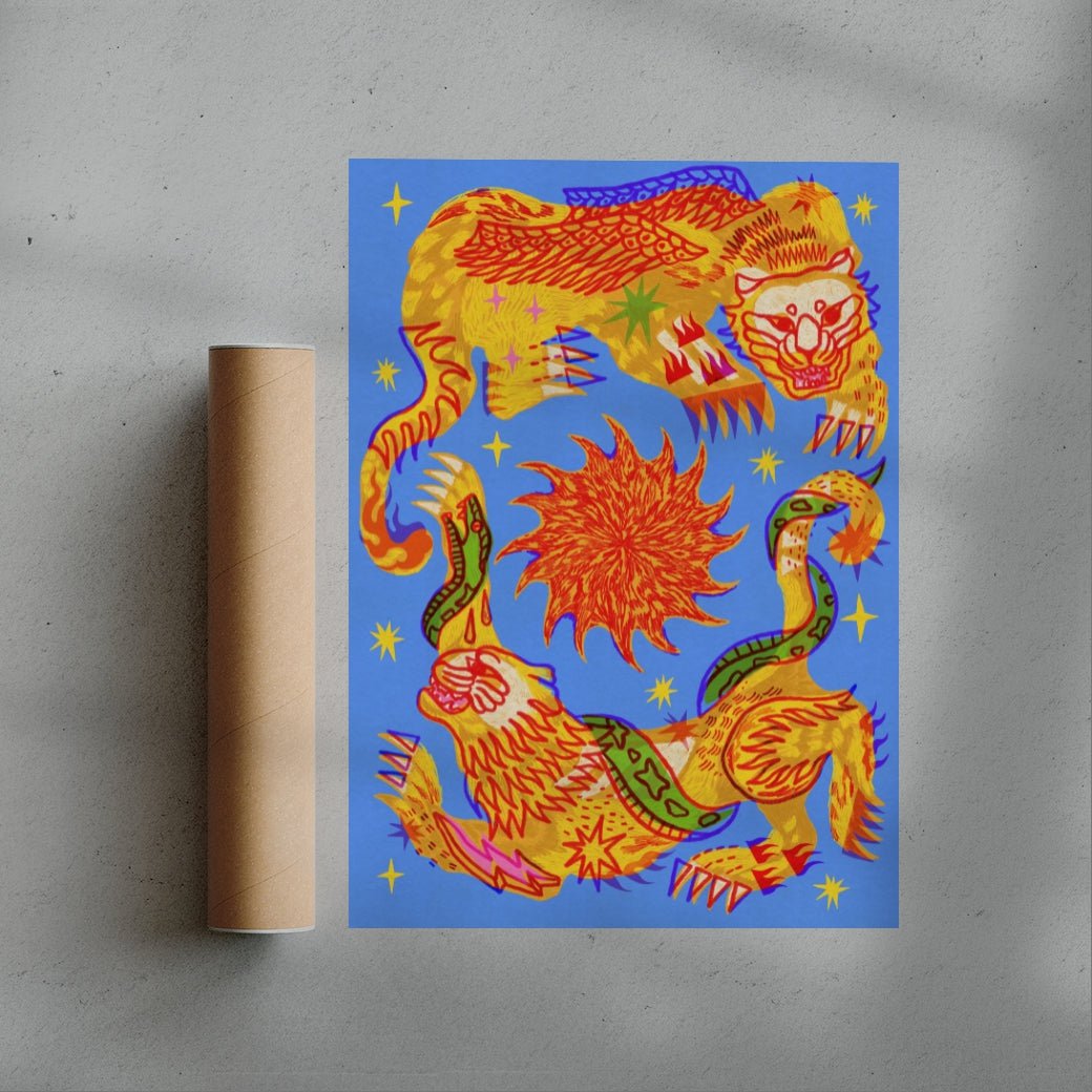 Celestial Cats contemporary wall art print by Kwonny - sold by DROOL