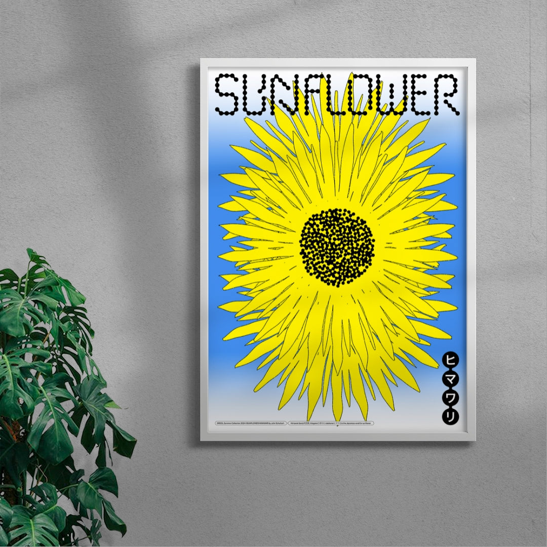 Sunflower contemporary wall art print by John Schulisch - sold by DROOL