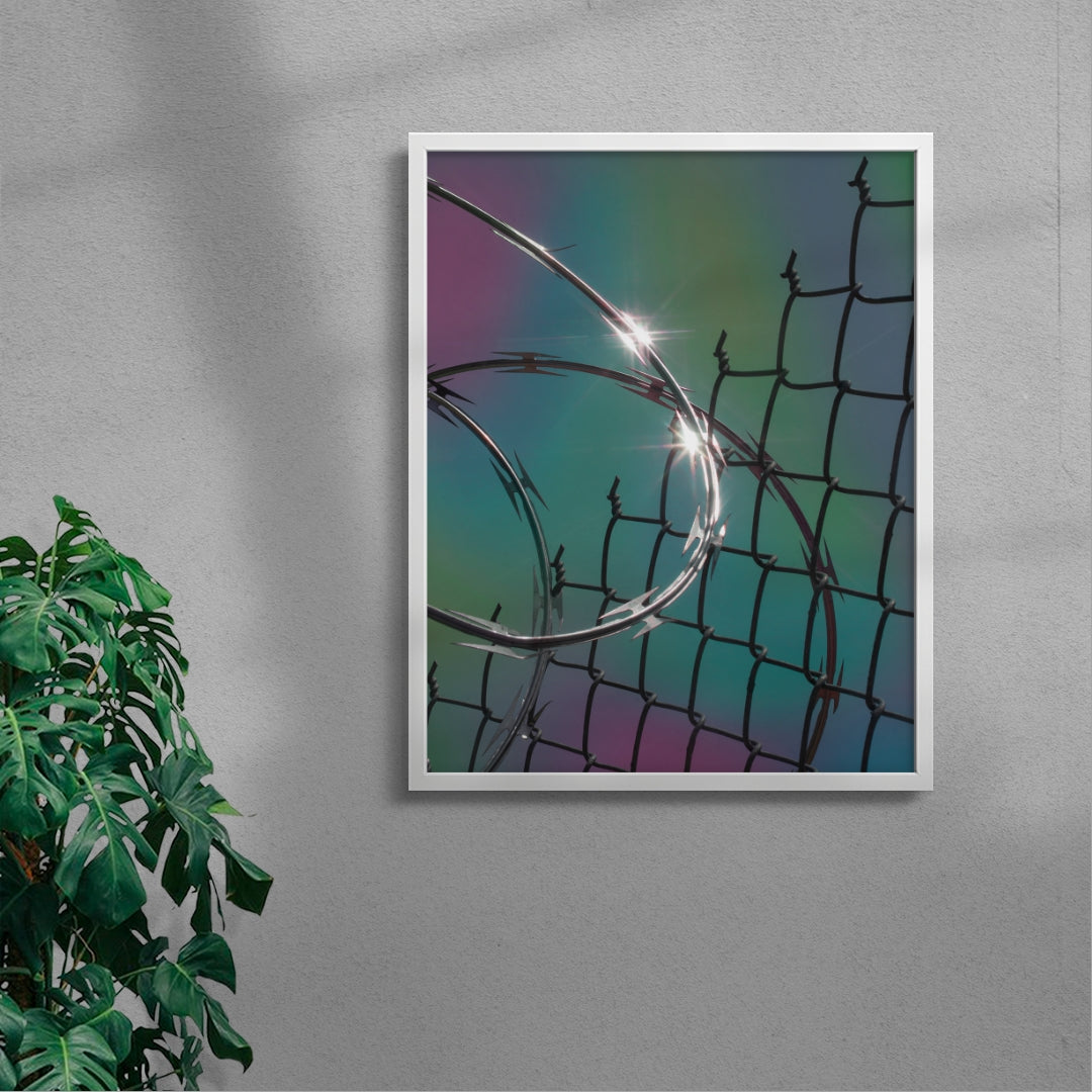 Between the Razor Wire contemporary wall art print by Jacob Mitchell - sold by DROOL