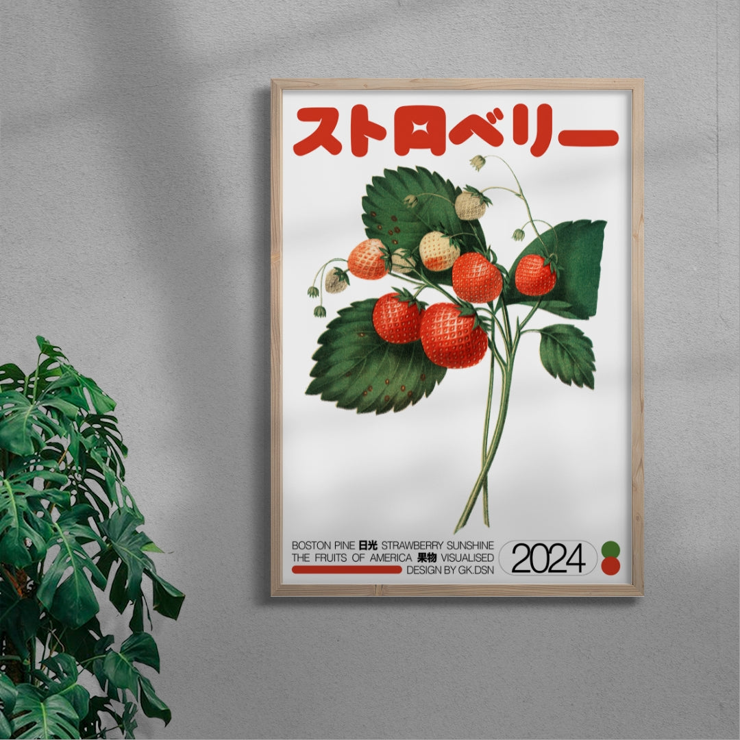 Japanese Strawberry contemporary wall art print by George Kempster - sold by DROOL