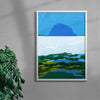 Blue Island, Santorini contemporary wall art print by Lily Kong - sold by DROOL