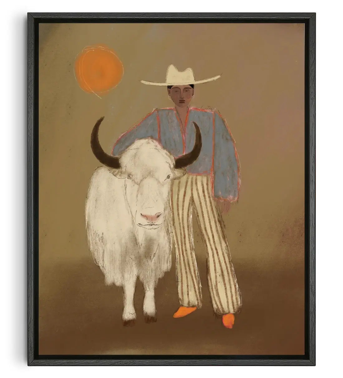 Cow And Girl  contemporary canvas print by Studio Vreeken - sold by DROOL