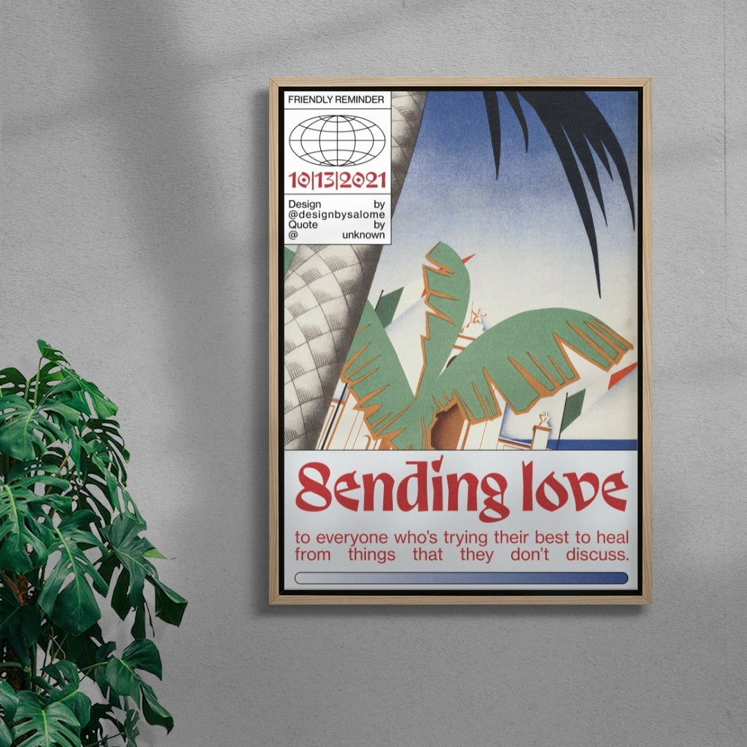 Sending Love contemporary canvas art print by Salome Frenzel - sold by DROOL