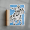 Cowboy Chase contemporary wall art print by Caitlin Flood-Molyneux - sold by DROOL