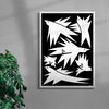 White birds contemporary wall art print by Konrad Grafik - sold by DROOL