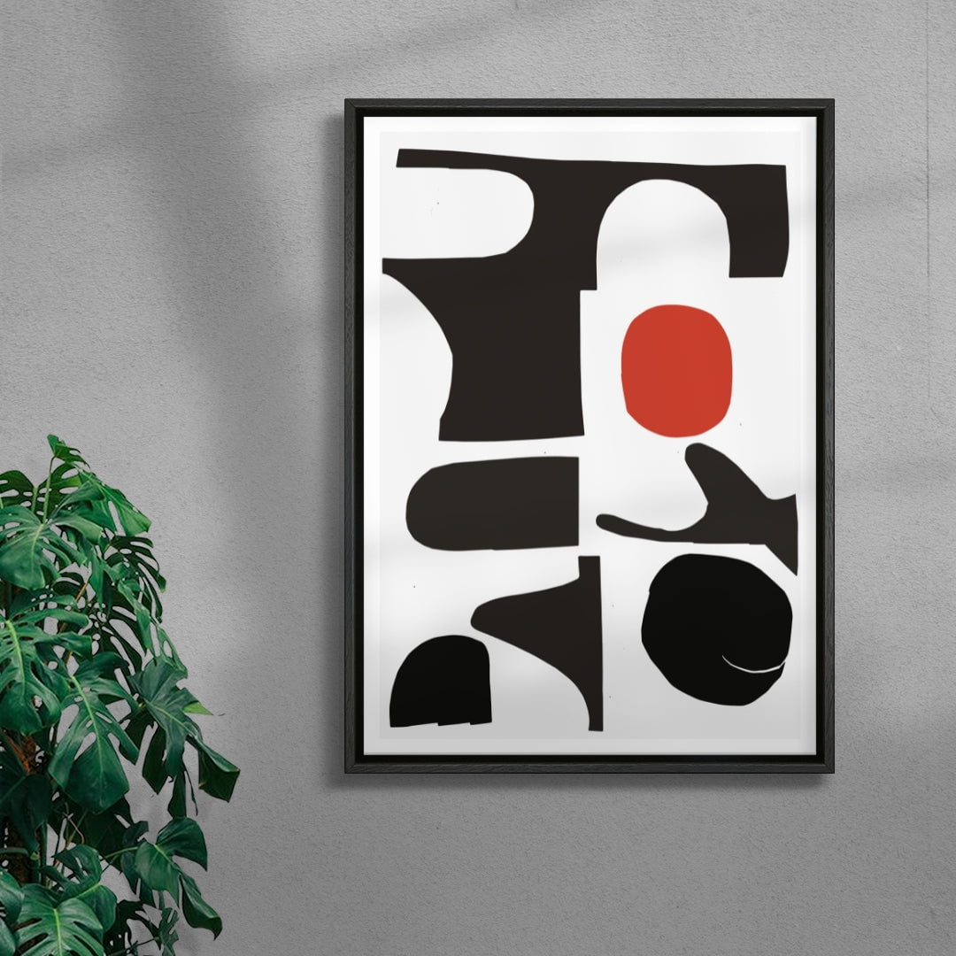 Red Sun Print contemporary wall art print by Rikki Hewitt - sold by DROOL