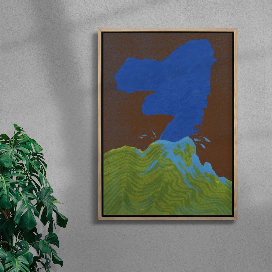 Blue Volcano contemporary wall art print by Lily Kong - sold by DROOL