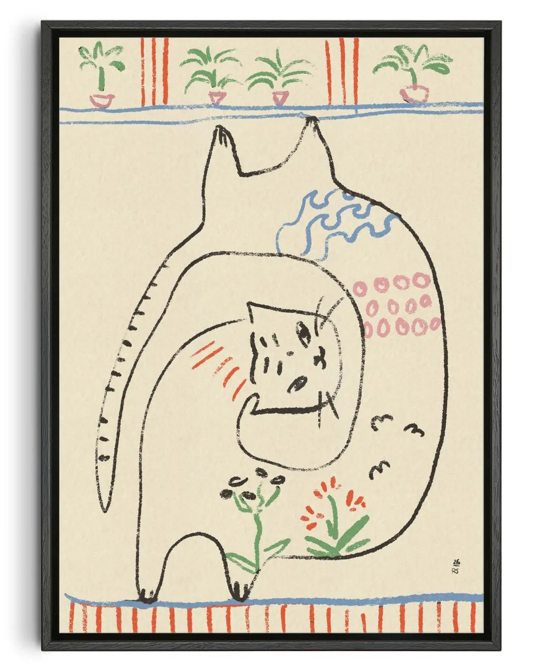 Playful Cats Illustration contemporary canvas print by Raipa Studio - sold by DROOL