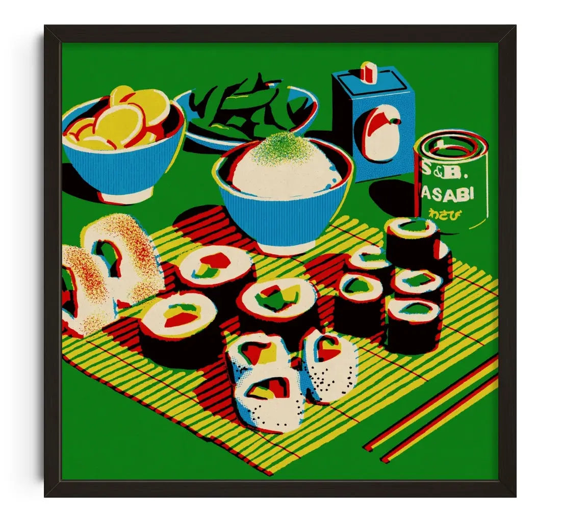 Sushi contemporary art print by Qi Ren - sold by DROOL