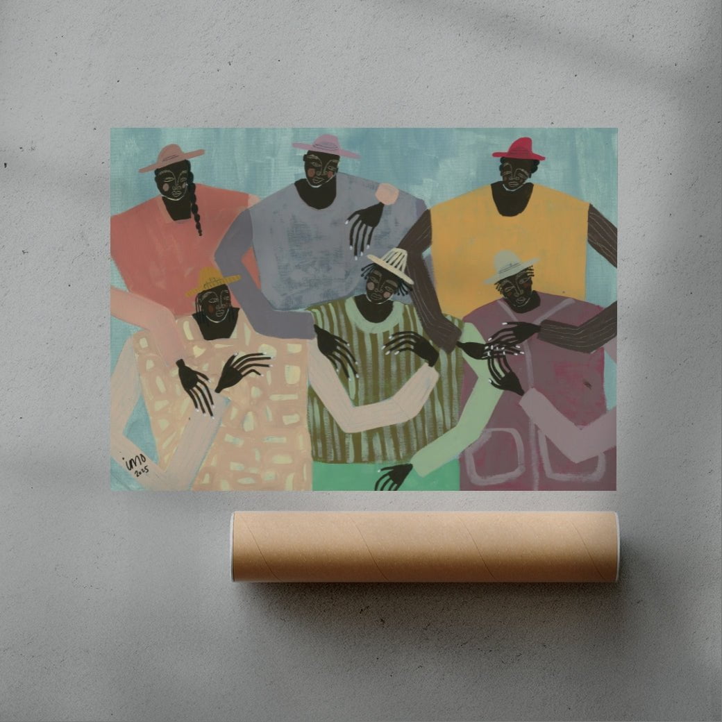 Group Chat contemporary wall art print by Studio IMO - sold by DROOL