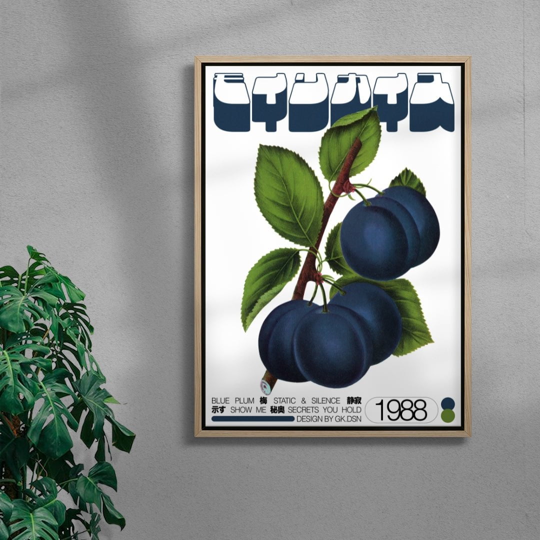 Blue Plum contemporary wall art print by George Kempster - sold by DROOL