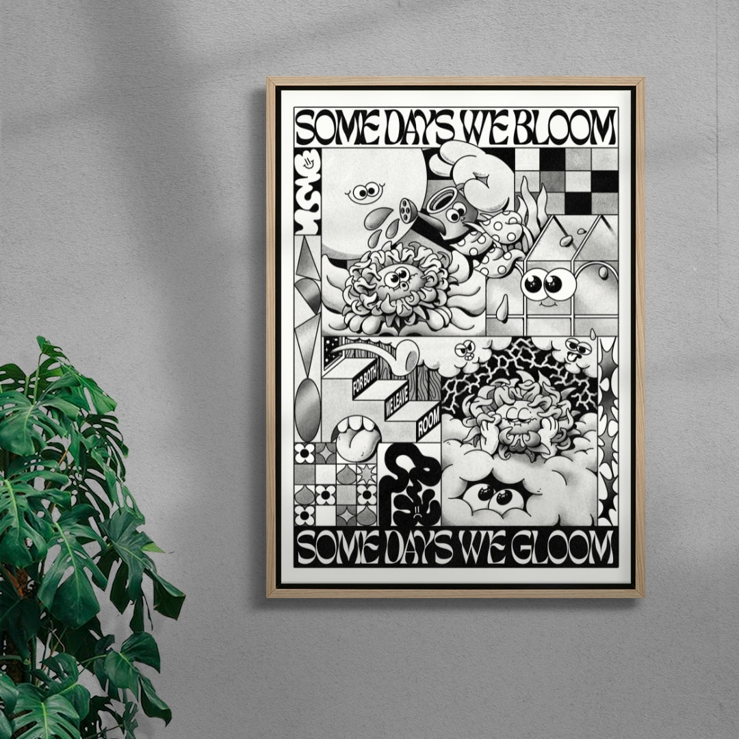 Some Days We Bloom (Black & White) contemporary wall art print by My Sunbeam - sold by DROOL