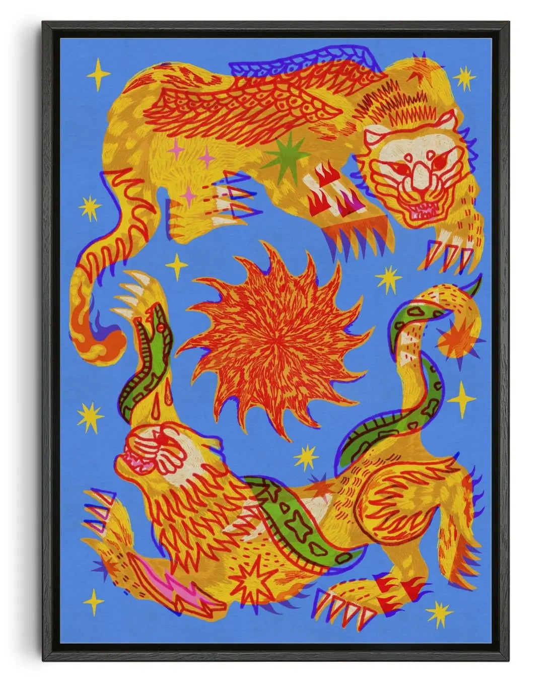 Celestial Cats contemporary wall art print by Kwonny - sold by DROOL
