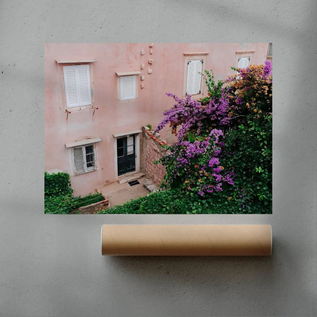 Pink Wall Bougainvillea contemporary wall art print by Sam Rouda - sold by DROOL