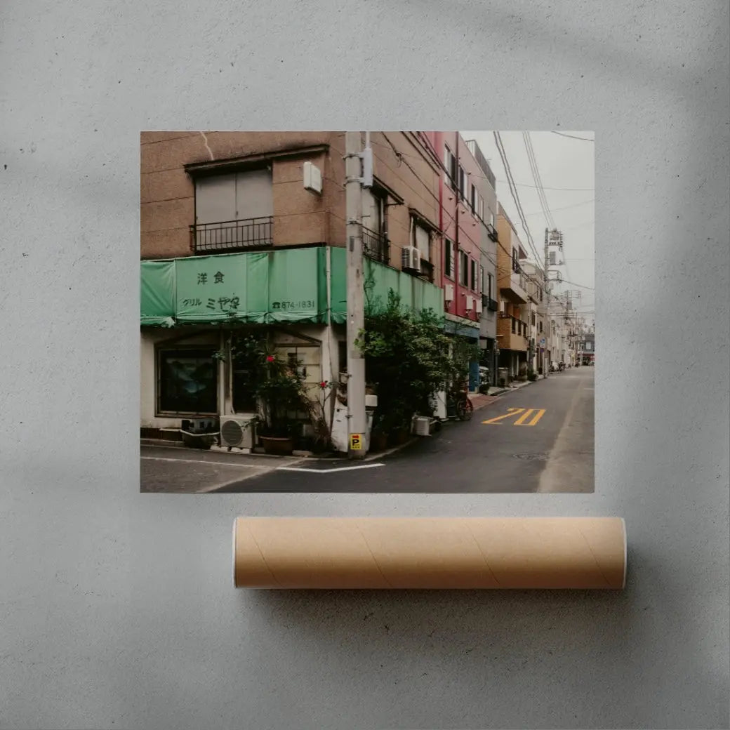 Green corner contemporary wall art print by Jacky Jiang - sold by DROOL