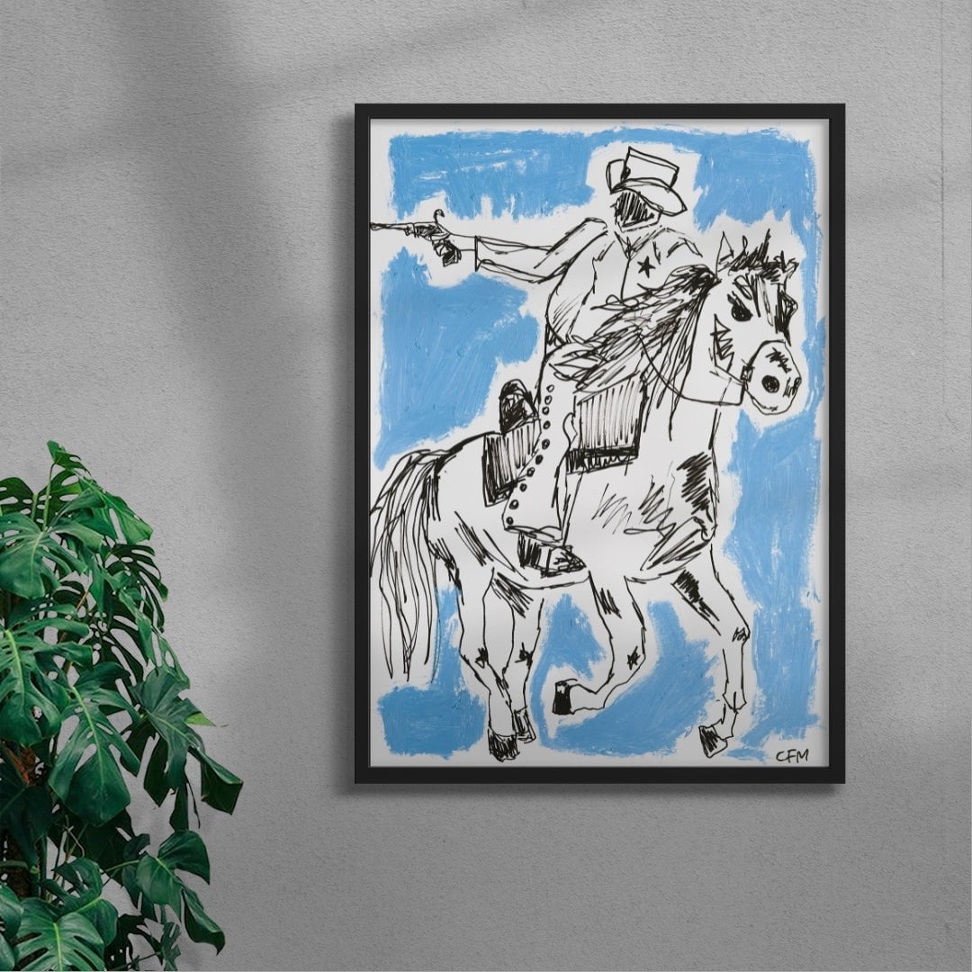 Cowboy Chase contemporary wall art print by Caitlin Flood-Molyneux - sold by DROOL