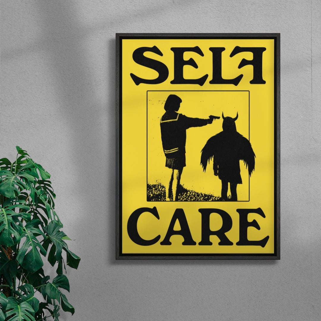 Self Care (Yellow) contemporary wall art print by Utsav Verma - sold by DROOL