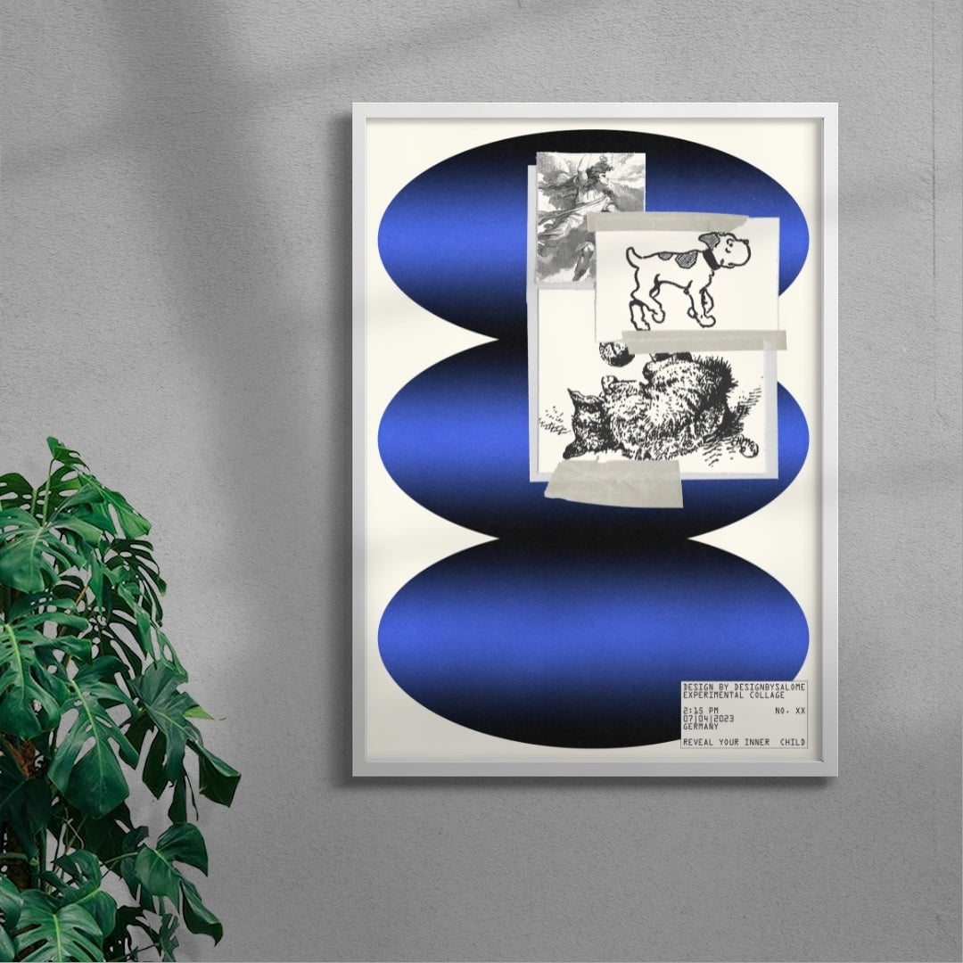 Inner Child Blue contemporary wall art print by Salome Frenzel - sold by DROOL