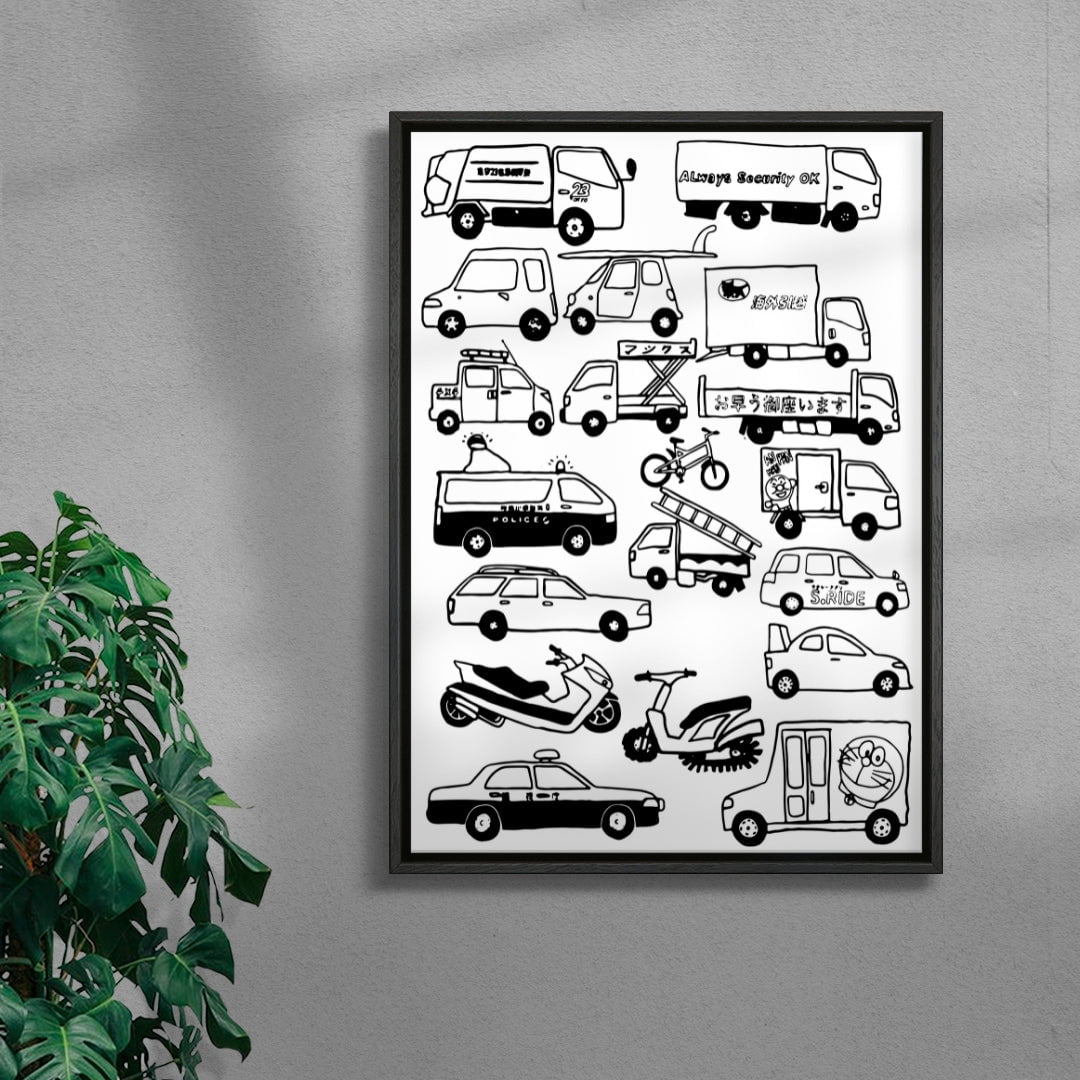 JAPANESE CARS contemporary wall art print by Max Blackmore - sold by DROOL