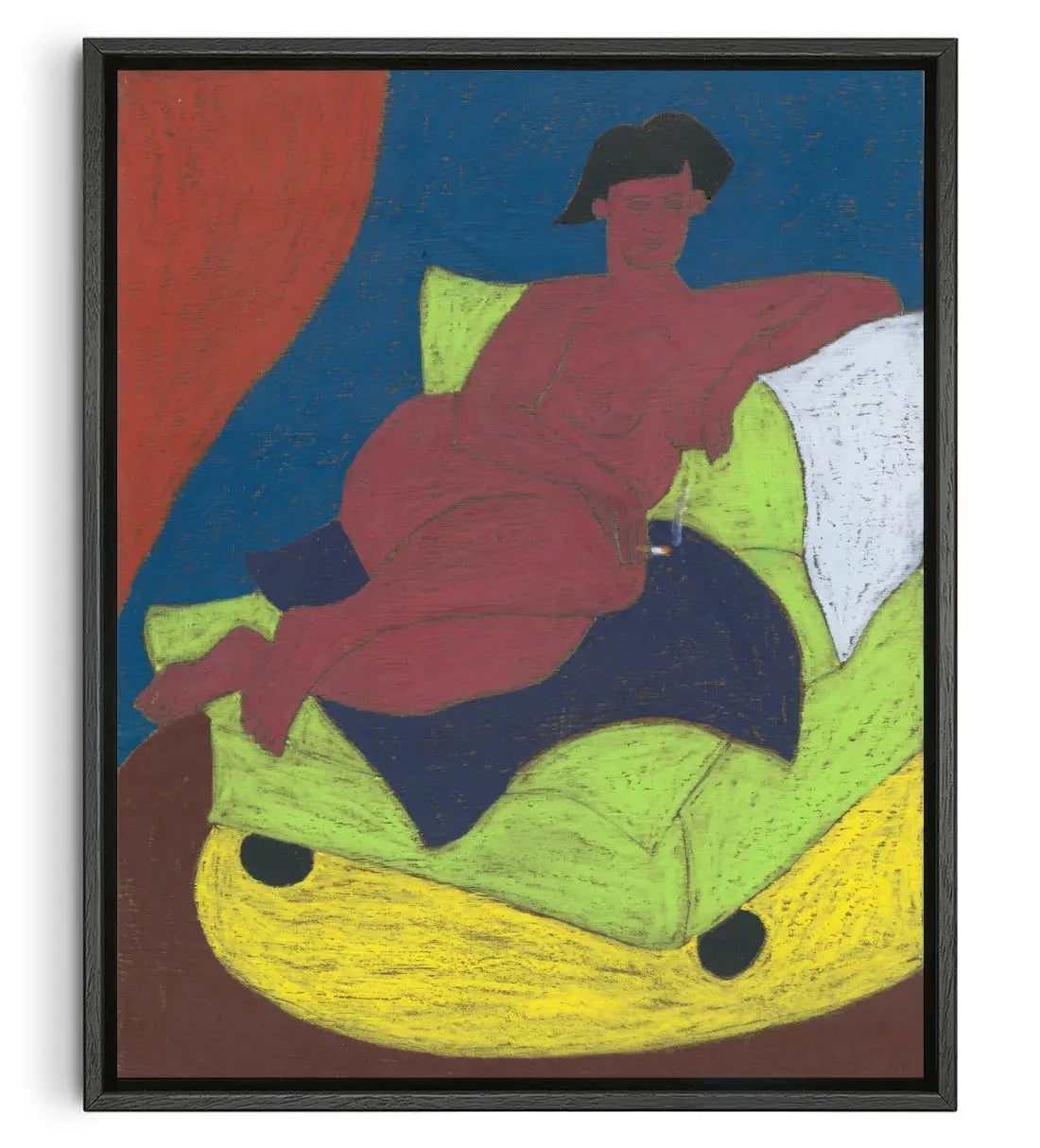 Green Chair contemporary canvas print by Lottie Burns - sold by DROOL