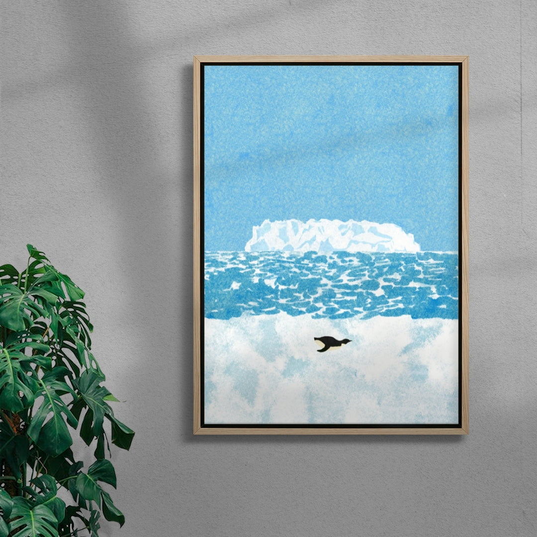 A penguin contemporary wall art print by Lily Kong - sold by DROOL