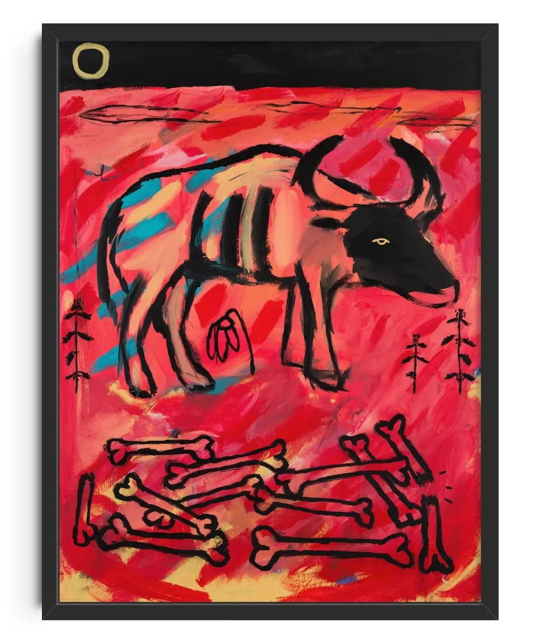 Bull and bones contemporary wall art print by Billy Bagilhole - sold by DROOL