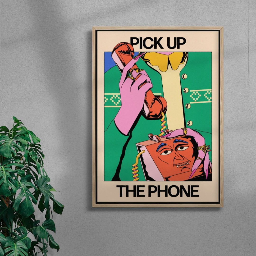 Hot Line Call contemporary wall art print by Azaazelus - sold by DROOL