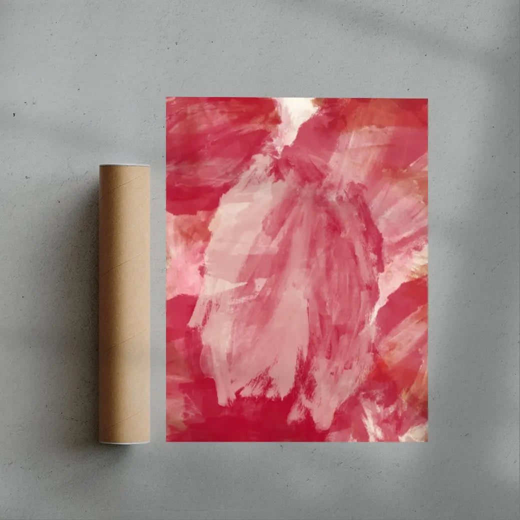 Abstract Minimalist Painting in Red and Pink