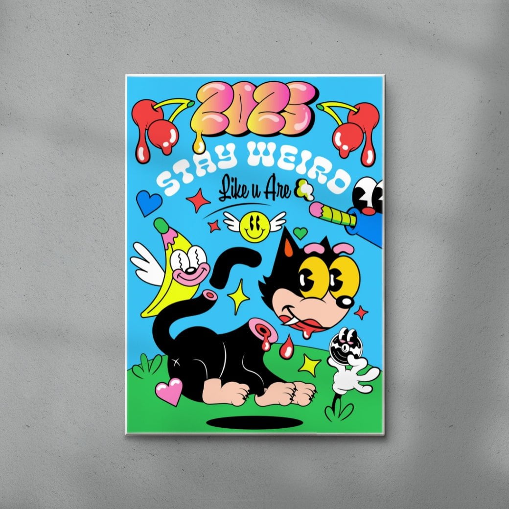 Stay weird 2 contemporary wall art print by Ovcharka - sold by DROOL