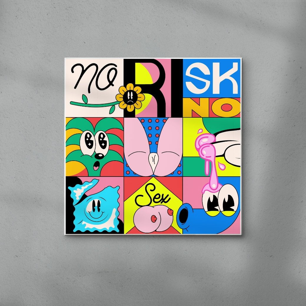 No risk no sex contemporary wall art print by Ovcharka - sold by DROOL