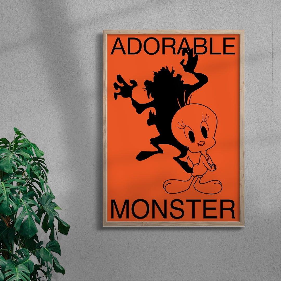 Adorable Monster contemporary wall art print by Sven Silk - sold by DROOL